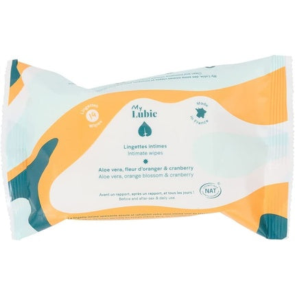 Șervețele Intime My Lubie - Natural Soothing, Cranberry, Orange Blossom și Aloe Vera, 14 buc