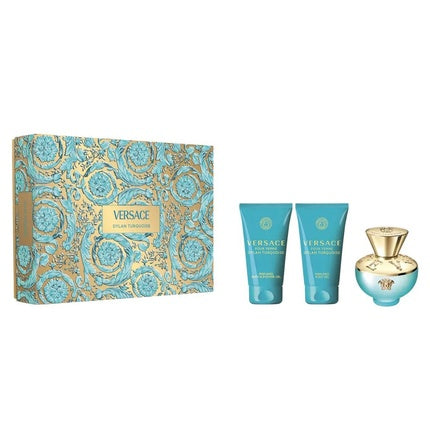Set parfumuri Versace Dylan Turquoise Pour Femme, cu gel de duș și loțiune corporală, 50 ml