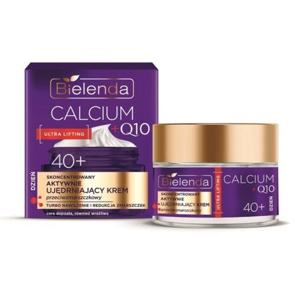 Cremă Facială Bielenda Calcium + Q10 Ultra Lifting 40+, Culoare Violet și Auriu, 97g