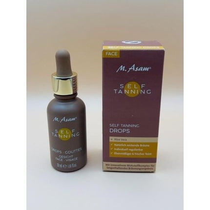 M.Asam Self Tanning Bronzing Drops, Serum auto-înnegritor facial cu Aloe Vera, ambalaj picurator