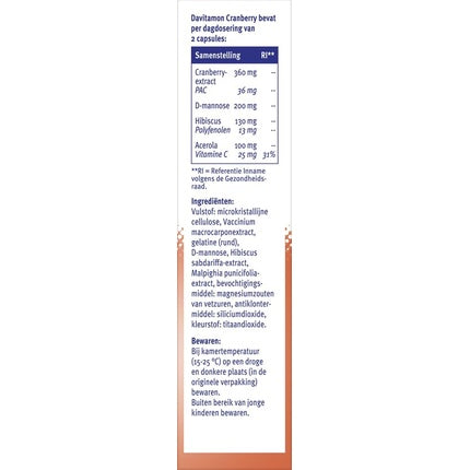 Davitamon Cranberry, Vitamine pentru sistemul urinar, 30 capsule