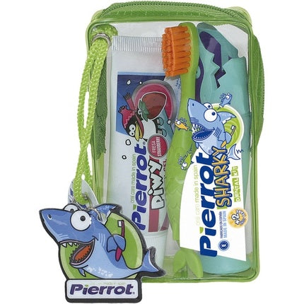Kit periuță și pastă de dinți copii, Pierrot Sharky, 1 buc., gust căpșuni