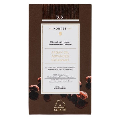 Vopsea păr, Korres, Argan Oil, maro deschis auriu