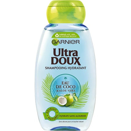 Șampon hidratant Garnier Ultra Doux cu apă de cocos și aloe vera, 250ml