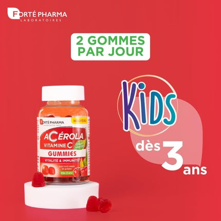 Gumii Vitamine C, Forté Pharma, Acerola, 60 bucăți, gust fructe roșii
