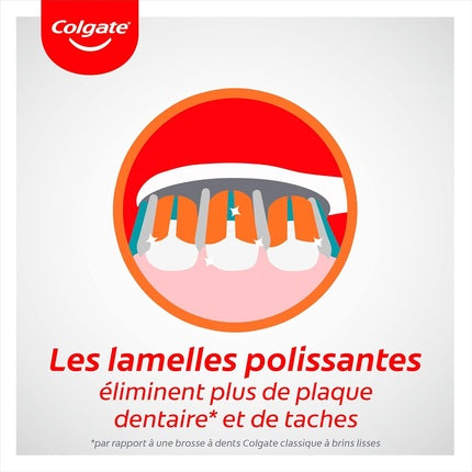 Colgate 360 Max White, Periuță de dinți și curățare limbă, cu capete rotative, culoare multicolor