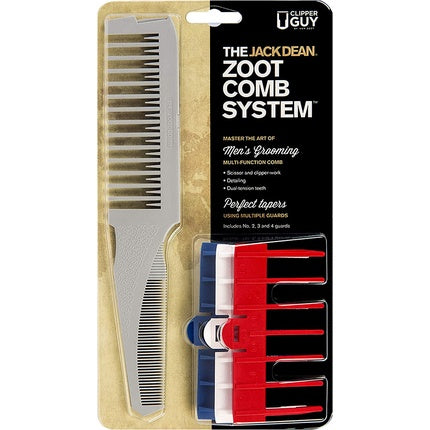 Jack Dean Zoot Comb System, set de pieptăn și ghidaje (3 piese), argintiu/roșu