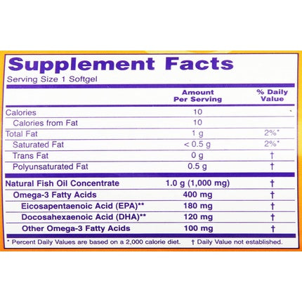 Supliment Nutrițional, Now Foods, Molecularly Distilled Omega-3 1000mg, 180 Softgels