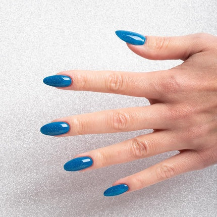 Semilac UV Nail Polish Hybrid, 409 Staying Hydrated, 7ml, Albastru cu sclipici