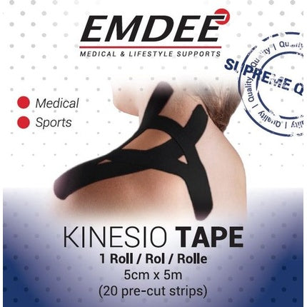 Bandă Kinesiologică Emdee, Negru, 20 Benzi