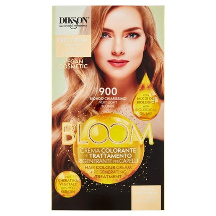Dikson Bloom Color Cream 900 Pale Blond, Cremă de vopsea pentru păr, 190g