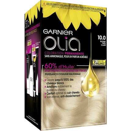 Vopsea permanentă de păr Garnier Olia 10.0, Blond foarte deschis, 200 ml