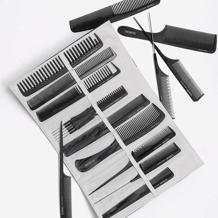 Set pieptene T4B LUSSONI Lift Tail Carbon, anti-static, negru