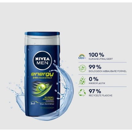 Gel de duș, Nivea, Men Energy, 50ml, albastru