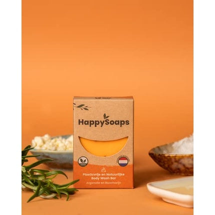 Băiță pentru corp Happysoaps cu ulei de argan și rozmarin, 100g