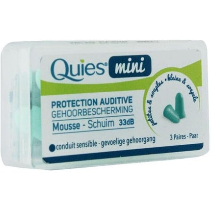 Ceară pentru urechi, Quies Mini, spumă, culoare verde, 3 perechi