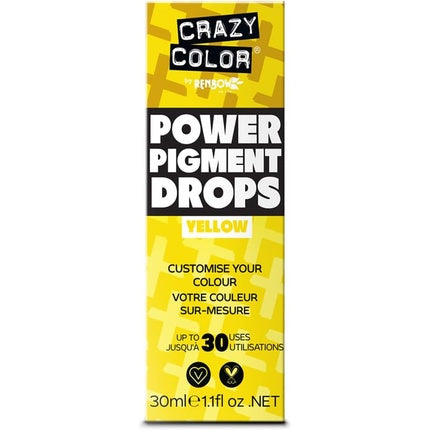 Culoare de păr Crazy Color Power Pigment Drops Yellow, 30ml, concentrat intens