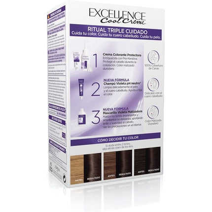 Vopsea de Par Permanenta, L'Oréal Paris, Excellence Cool Creme, Castaniu Cenușiu Intens 4.11