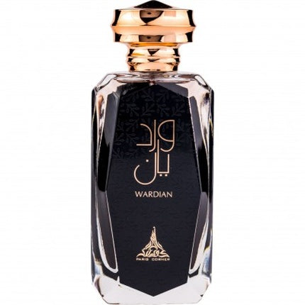 Paris Corner Wardian Eau De Parfum, 100ml, sticlă neagră cu design geometric și dop auriu