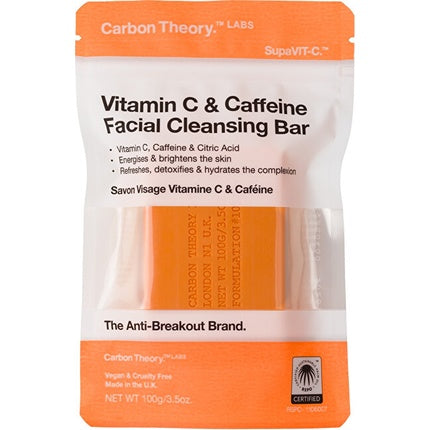 Săpun curățare facială, Carbon Theory, cu vitamina C și cofeină, 100g