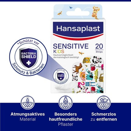 Hansaplast Sensitive Children's Plasters, Animal Print, 20 buc