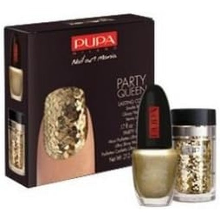 Kit Manichiură Pupa Party Queen Gold Tone, Set cu lac și folii aurii, 30g
