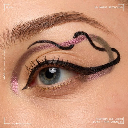 Eyeliner NYX Pinstripe Duo, Negru, Roz