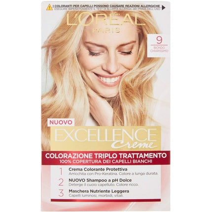 Vopsea de par, L'Oréal, Excellence, 9 Blond Foarte Deschis