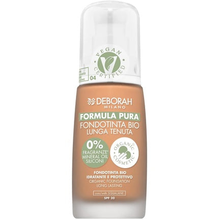 Fondantă Bio, Deborah Milano, Pure Formula Long Lasting N.04 Amber, SPF 30