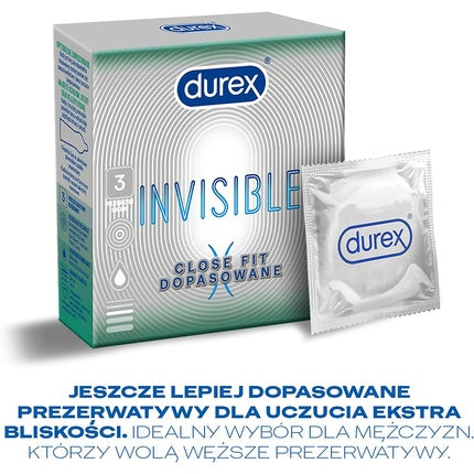Prezervative, Durex, Invisible, ultra subțiri, 3 bucăți
