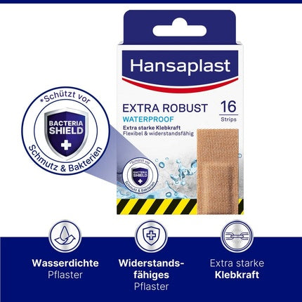 Bandaje adezive textile Hansaplast Extra Robust Waterproof, 76x26mm, maro, 16 buc