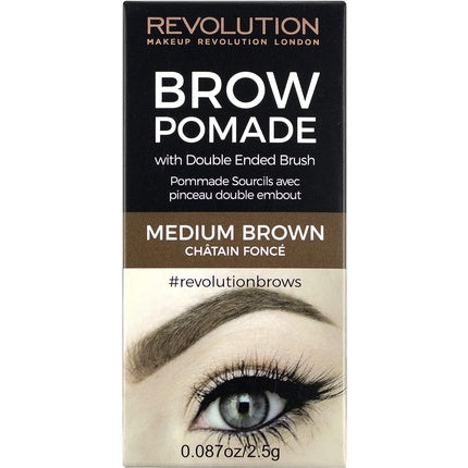 Pomadă sprâncene, Makeup Revolution, Medium Brown, 2.50g