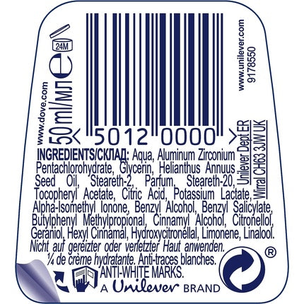 Deodorant și antiperspirant Dove Invisible Dry Roll-On 50ml