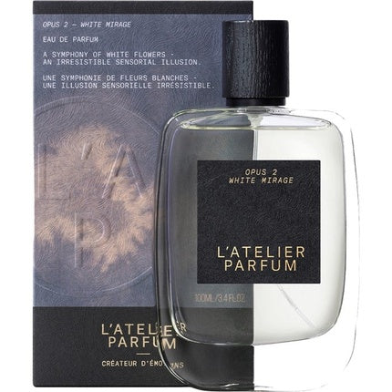 Eau de Parfum L'Atelier Parfum White Mirage 100ml, sticlă transparentă, capac negru
