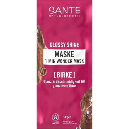 Masca pentru păr Sante Naturkosmetik Glossy Shine 1 Minute Wonder Mask Sachet, 20 g