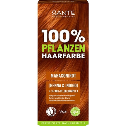 Sante Naturkosmetik, 100% Plant Hair Color Powder 07 Mahogany Red, 130 g, pudră vopsitoare pentru păr