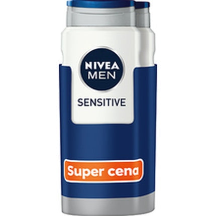 Gel de duș Nivea Men Sensitive, 2 x 500 ml, albastru