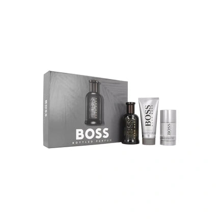 Set Parfum Hugo Boss Bottled, 100ml Parfum + Deodorant + Gel de Duș, Culoare Argintie și Neagră