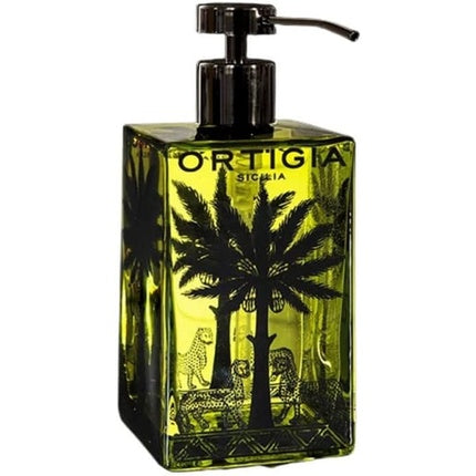 Săpun lichid pentru mâini Ortigia Lime Di Sicilia, 300ml, sticlă verde cu pom de palmier
