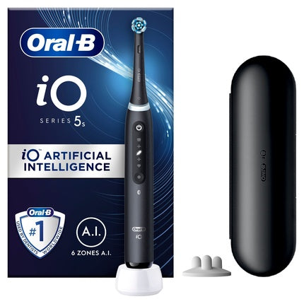 Periuță Electrică Oral-B iO Series 5s, Mâner Matt Black, Tehnologie A.I., Incluzând Husă de Călătorie