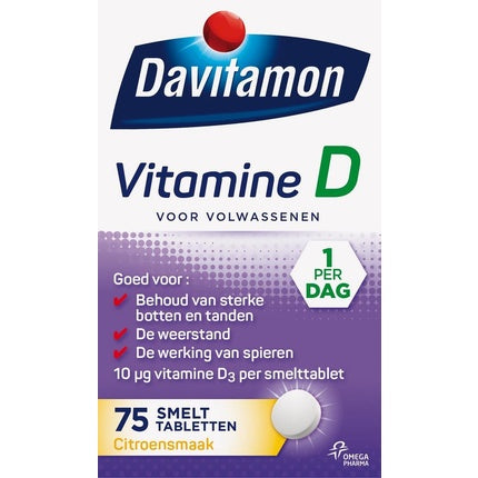 Davitamon Vitamine D3 Adult Melting Tablets, 75 bucăți, gust de lămâie