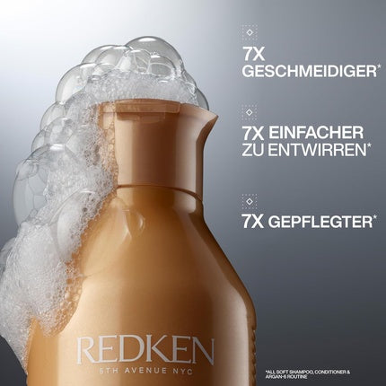 Set îngrijire păr, Redken All Soft, șampon 300ml, balsam 300ml, cremă intensivă 250ml, auriu