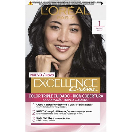 Vopsea de păr, L'Oréal, Excellence Creme, negru