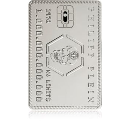 Eau De Parfum Philipp Plein No Limit Platinum pentru bărbați, design card argintiu