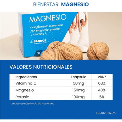 Minerale Sandoz Bienestar, Magneziu, Potasiu, Vitamina C, Albastru
