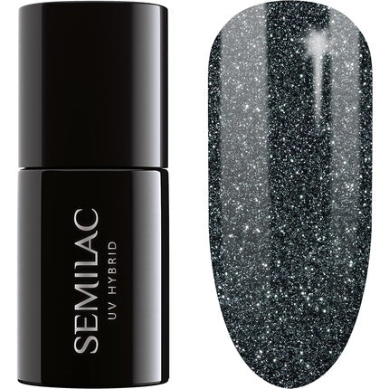Semilac Starlight Night 096, Gel Polish, Negru cu strălucire, 7ml