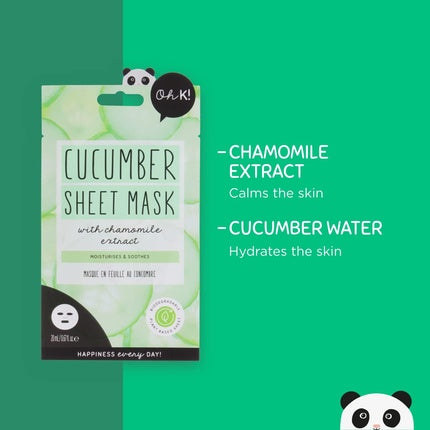 Masca facială Oh K! pentru piele sensibilă, cu extract de castravete și mușețel, 27g