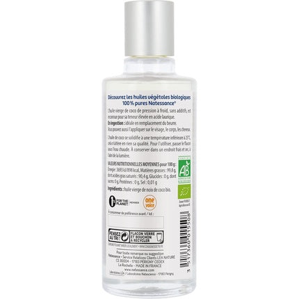 Ulei de cocos organic Natessance, 100 ml