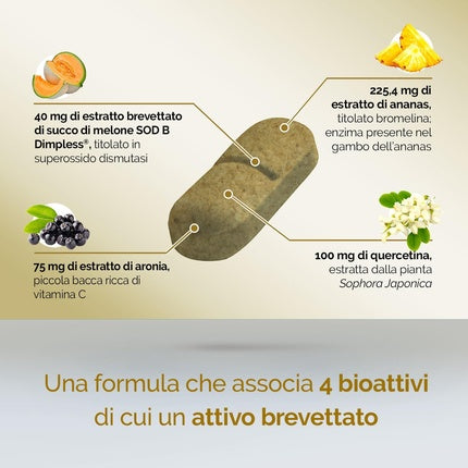 Complement Alimentar Dermassentiel Cellulite, Anticelulit, Melon, SOD B Dimplex, Aronia, Quercetin, Bromelain, 30 Tablete