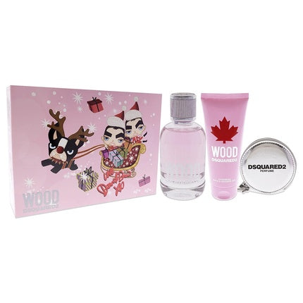 Set cadou parfum femei, Dsquared2 Wood, sticlă roz